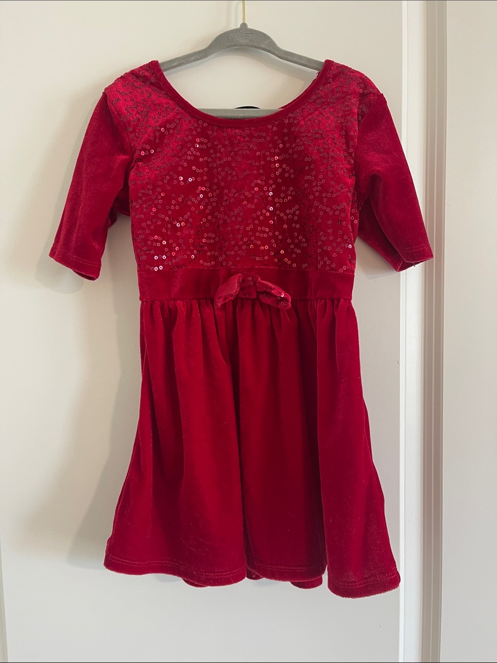 George Red Velvet Sequin Holiday Dress